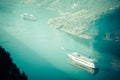 Cruise ship in Geiranger fjord, Norway August 5, 2012 Royalty Free Stock Photo