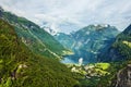 Cruise ship in Geiranger fjord, Norway Royalty Free Stock Photo