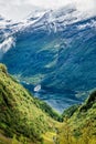 Cruise ship in Geiranger fjord. Norway Royalty Free Stock Photo