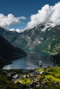 Cruise ship in Geiranger fjord, Norway Royalty Free Stock Photo