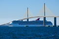 Cruise ship going under the Sunshine Skyway Bridge