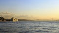 Cruise ship in Golden Horn bay,Istanbul,Turkey. Royalty Free Stock Photo