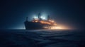 cruise ship ice breaker is shown at night, slicing through the foggy waters, generated ai image Royalty Free Stock Photo