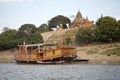 Cruise ship on the Irrawaddy river in Bagan, Myanmar Royalty Free Stock Photo