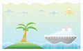 Cruise ship with island Royalty Free Stock Photo