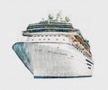 Watercolor drawing of cruise ship isolated on white background, modern ocean liner Royalty Free Stock Photo