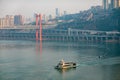 A cruise ship on the Jialing River, a tributary of the Yangtze River.