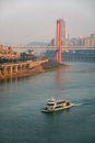 A cruise ship on the Jialing River, a tributary of the Yangtze River. Royalty Free Stock Photo