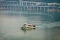 A cruise ship on the Jialing River, a tributary of the Yangtze River. Royalty Free Stock Photo