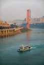 A cruise ship on the Jialing River, a tributary of the Yangtze River. Royalty Free Stock Photo