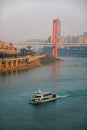 A cruise ship on the Jialing River, a tributary of the Yangtze River. Royalty Free Stock Photo