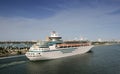 Cruise ship leaving port Royalty Free Stock Photo