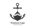 cruise ship Logo Template vector icon anchor