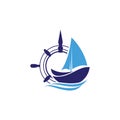 Cruise ship Logo Template vector icon illustration design, Ship logo, nautical sailing boat icon vector Royalty Free Stock Photo