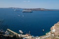 the cruise ship Mein Schiff 6 is moored off the island of Santorini Royalty Free Stock Photo