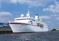 Cruise ship MS DEUTSCHLAND at river Elbe Royalty Free Stock Photo