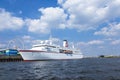 Cruise ship MS DEUTSCHLAND at river Elbe Royalty Free Stock Photo