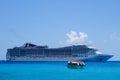 Cruise ship MSC Divina at sea with lifeguard Royalty Free Stock Photo