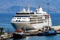 Cruise ship near the pier on Crete in Aegean sea