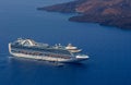 Cruise ship near Santorini island, Greece Royalty Free Stock Photo