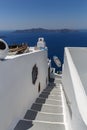 Cruise ship near Santorini island. White architecture and blue sea. Royalty Free Stock Photo