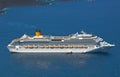 Cruise ship near volcano on island of Santorini Royalty Free Stock Photo