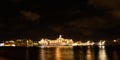 Miami, Florida, USA - MAY, 2020: A cruise ship. Night life. Tourism. Traveling on the ocean around the world. Port. Royalty Free Stock Photo