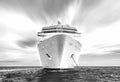 Cruise ship in an ocean, black and white style Royalty Free Stock Photo