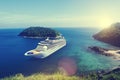 Cruise Ship in the Ocean with Blue Sky Concept Royalty Free Stock Photo