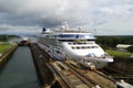 Cruise Ship and Oil Tanker Transiting the Panama Canal Royalty Free Stock Photo