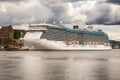 Cruise ship in Oslo habour beside Akershus Fortress Royalty Free Stock Photo