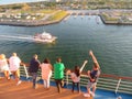 Cape Canaveral, Florida - 11/25/17 - Cruise ship passengers on the deck leaving out of Port Caneveral in Florida,