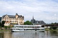 Cruise ship with passengers on the Moselle River Royalty Free Stock Photo