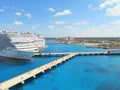 Cozumel, Mexico - 3/16/18 - Cruise ship passengers walking down the dock returning to their cruise ship Royalty Free Stock Photo