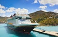 Cruise Ship in port on sunny day.