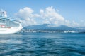 Cruise ship in the port of Vancouver on a sunny summer day