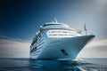 Cruise ship in round-the-world sunny ocean voyage. Travel concept. Ai generative