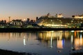 Cruise ship Royal Princess at dawn reflecting in the calm water at Pier 91 Seattle Royalty Free Stock Photo