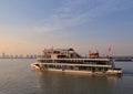 Cruise ship sailing along Yangtze River, China Royalty Free Stock Photo