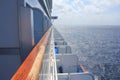 Cruise ship sailing, balcony sea view Royalty Free Stock Photo