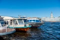 Cruise ship sailing at the Bolshaya Neva River, the largest armlet of the river Neva in St Petersburg, Russia Royalty Free Stock Photo