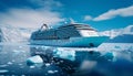 Cruise ship sailing through stunning northern seascape with glaciers, canada or alaska. Royalty Free Stock Photo