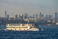 Cruise ship sails in Bosporus Royalty Free Stock Photo