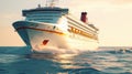Cruise ship sails through the sea close-up. Generative AI. Royalty Free Stock Photo