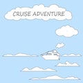 Cruise ship in sea flat style vector illustration. Royalty Free Stock Photo