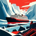 Cruise ship in the sea. Vector illustration in flat style. Generative AI Royalty Free Stock Photo