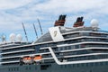 Cruise ship Seabourn Pursuit in Antarctica. Close-up. Royalty Free Stock Photo