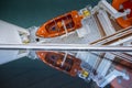 Cruise ship side with lifeboats and balcony. Royalty Free Stock Photo