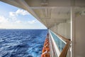 Cruise ship side with lifeboats and balcony. Royalty Free Stock Photo