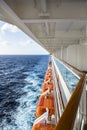 Cruise ship side with lifeboats and balcony. Royalty Free Stock Photo